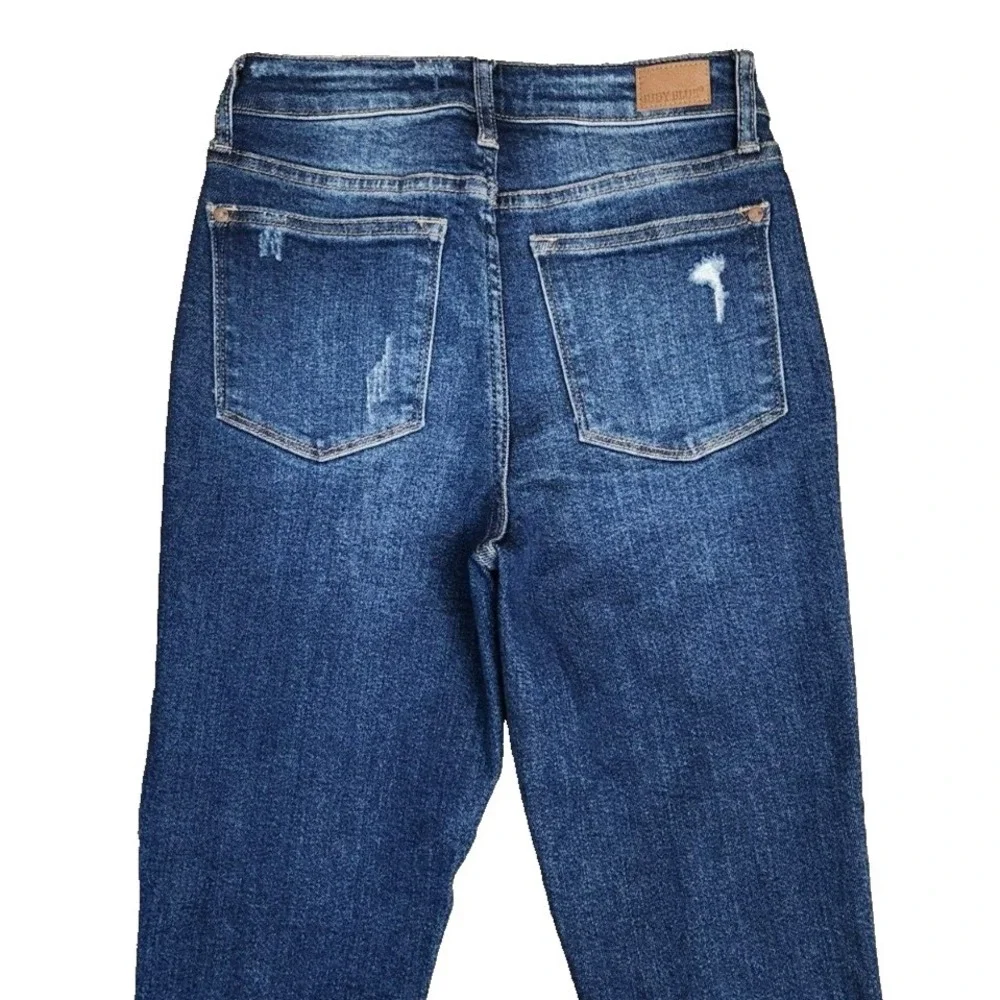 Judy Blue Boyfriend‎ Fit Jeans Women's Size 0/24 Blue Denim Stretch Distressed